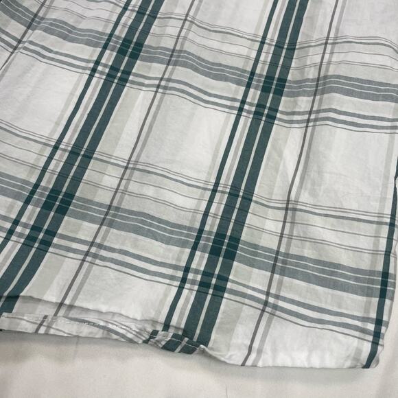 JIAER Mens 2XL Plaid Button Up Shirt Short Sleeve Cotton Green White Casual - Picture 5 of 6